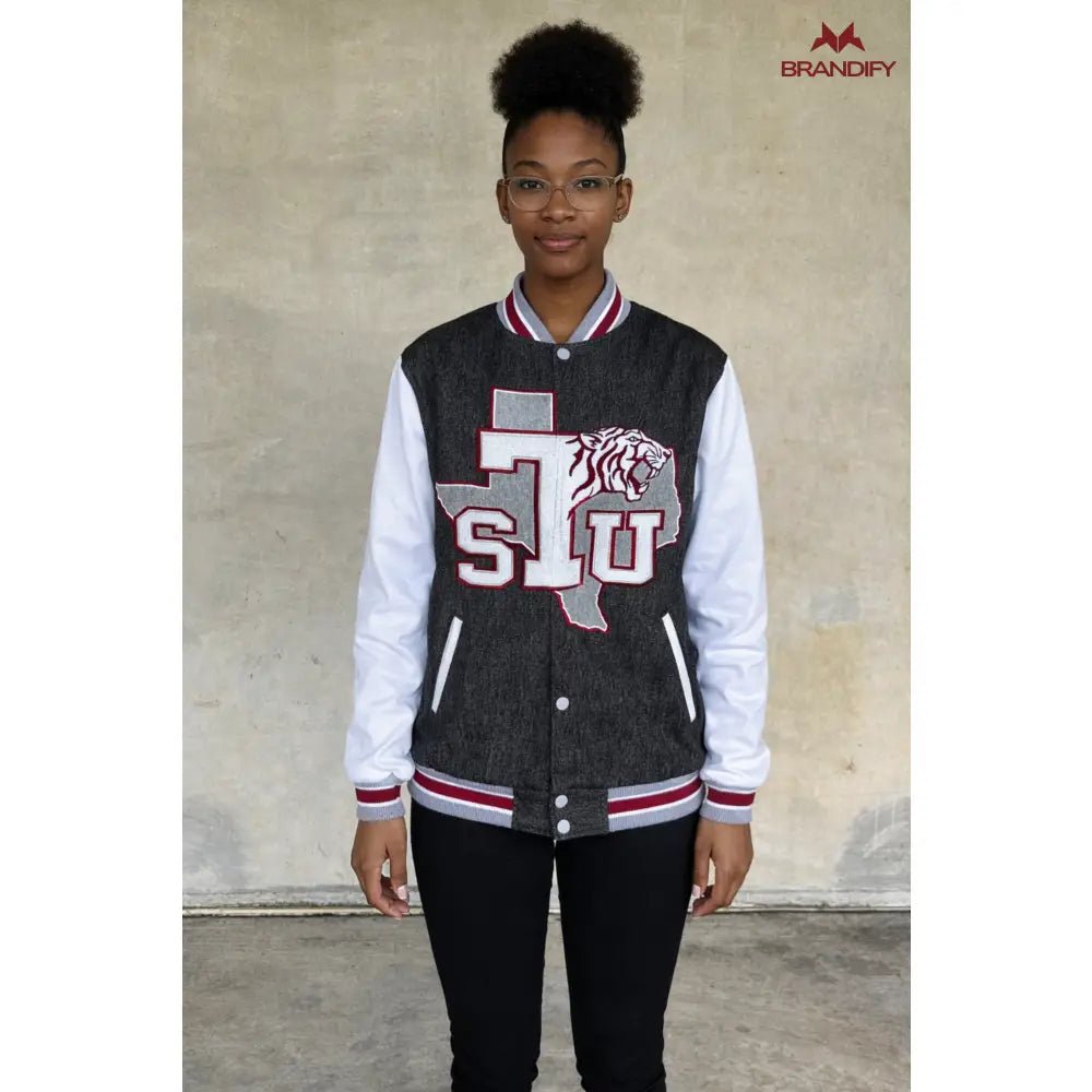 Custom Tuskegee University Denim Bomber Jacket | Custom D9