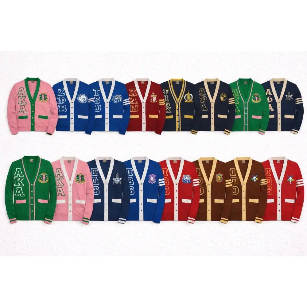Custom Varsity Cardigan, Sorority & Fraternity Cardigan Personalize Name, Line Number Crossing Year Crossing line Sweater Group Discount