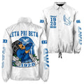 Custom Zeta Phi Beta Coach Jacket – Premium Royal Blue & White Sorority Apparel