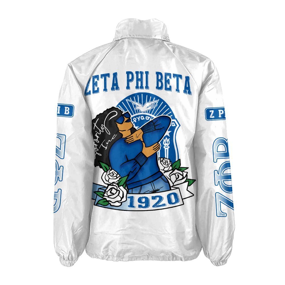 Custom Zeta Phi Beta Coach Jacket – Premium Royal Blue & White Sorority Apparel