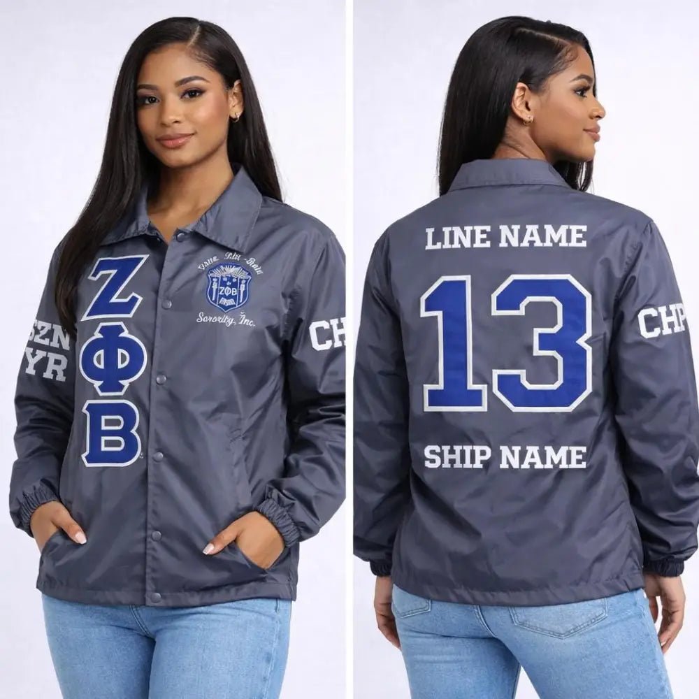 Custom Zeta Phi Beta Coaches Jacket Personalized Sorority Line Jacket | Custom D9