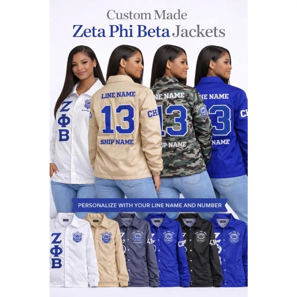 Custom Zeta Phi Beta Coaches Jacket Personalized Sorority Line Jacket | Custom D9