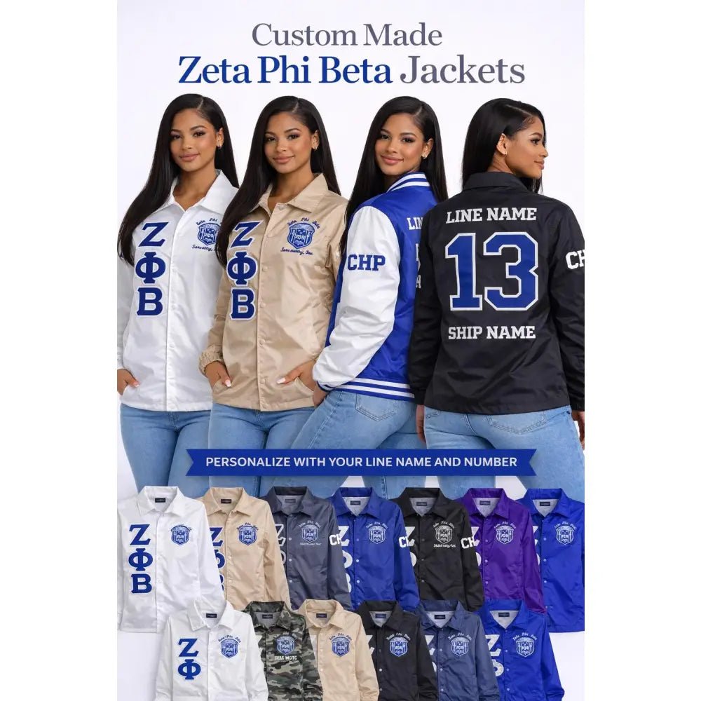 Custom Zeta Phi Beta Coaches Jacket Personalized Sorority Line Jacket | Custom D9