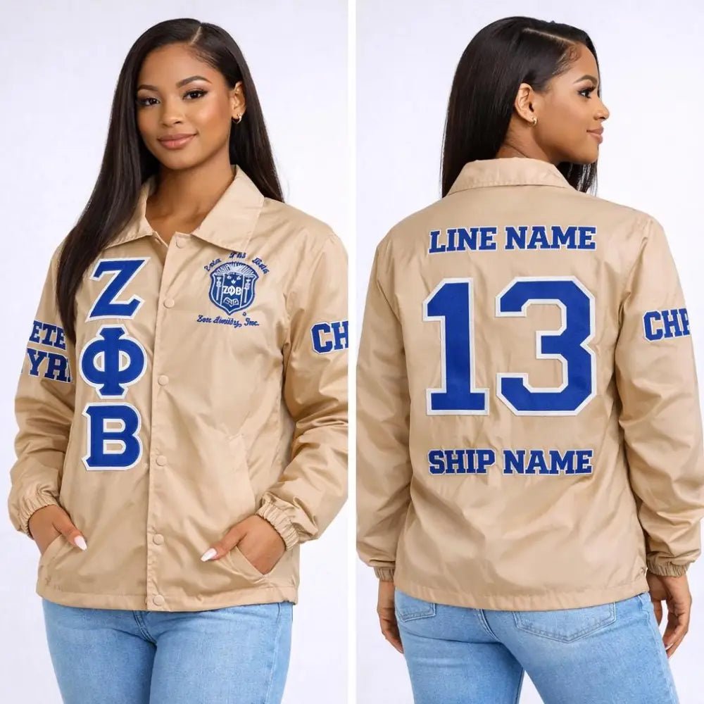 Custom Zeta Phi Beta Coaches Jacket Personalized Sorority Line Jacket | Custom D9