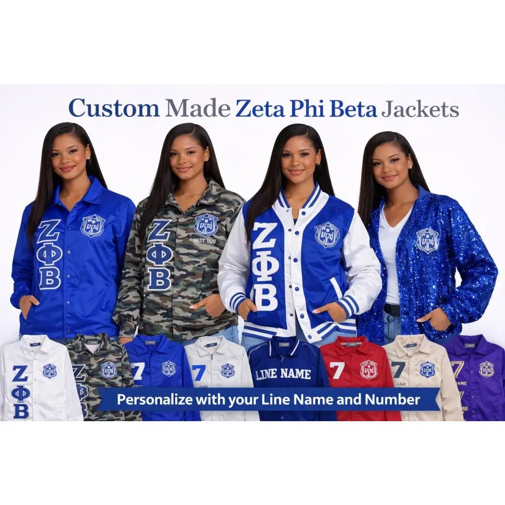 Custom Zeta Phi Beta Coaches Jacket Personalized Sorority Line Jacket | Custom D9