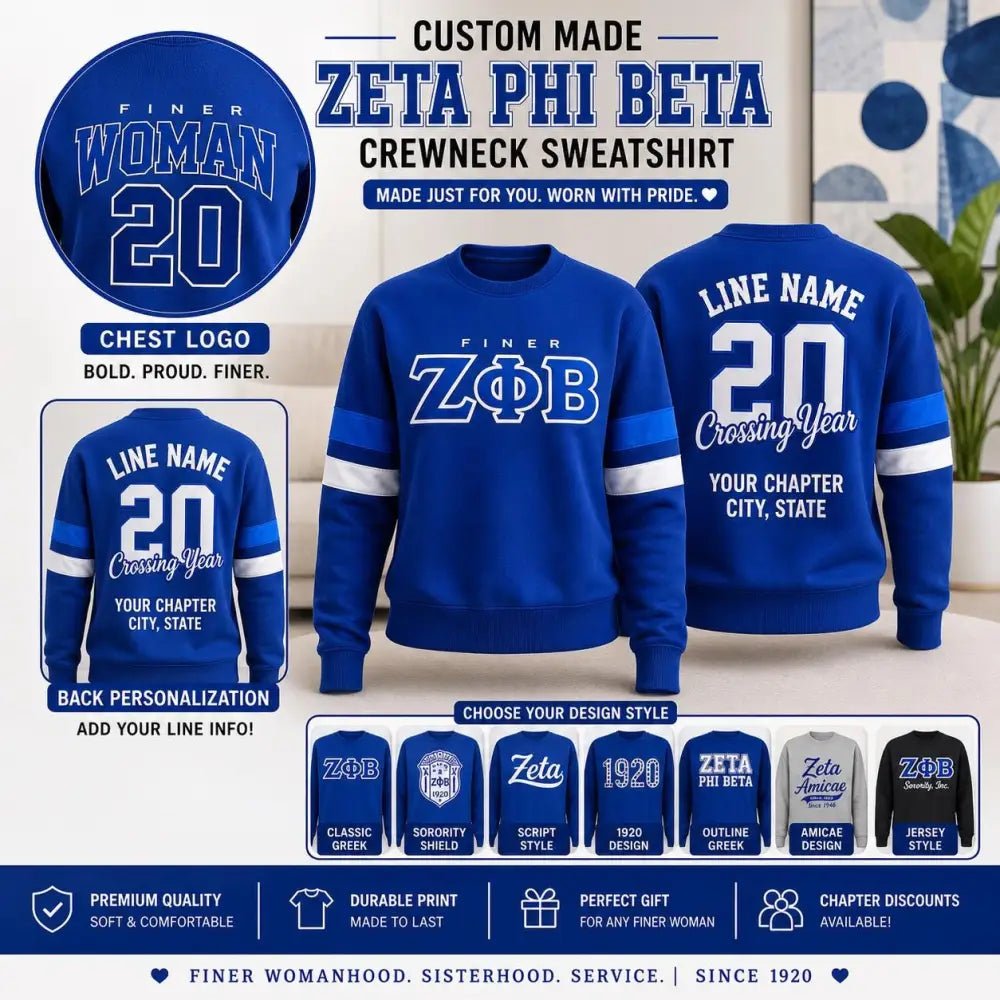 Custom Zeta Phi Beta Crewneck Sweatshirt Personalized Sorority Gift | Custom D9