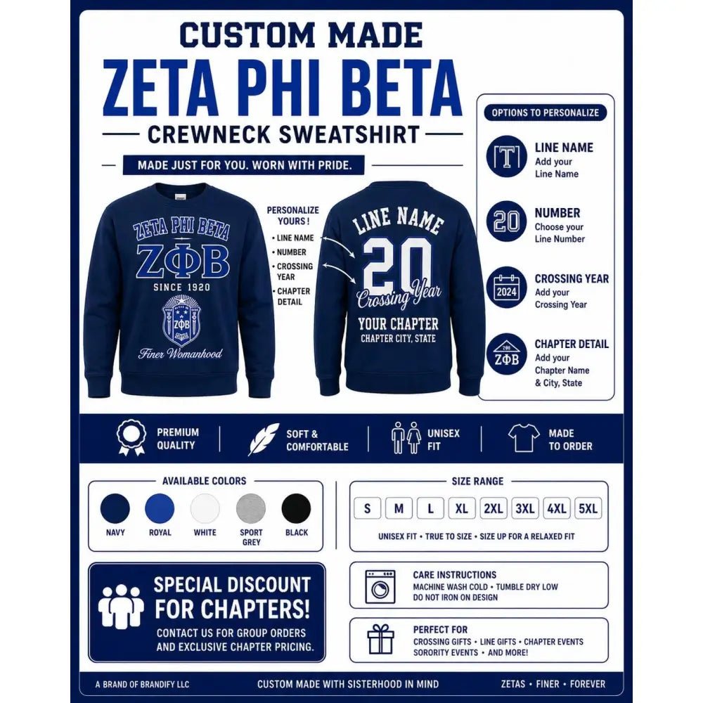 Custom Zeta Phi Beta Crewneck Sweatshirt Personalized Sorority Gift | Custom D9