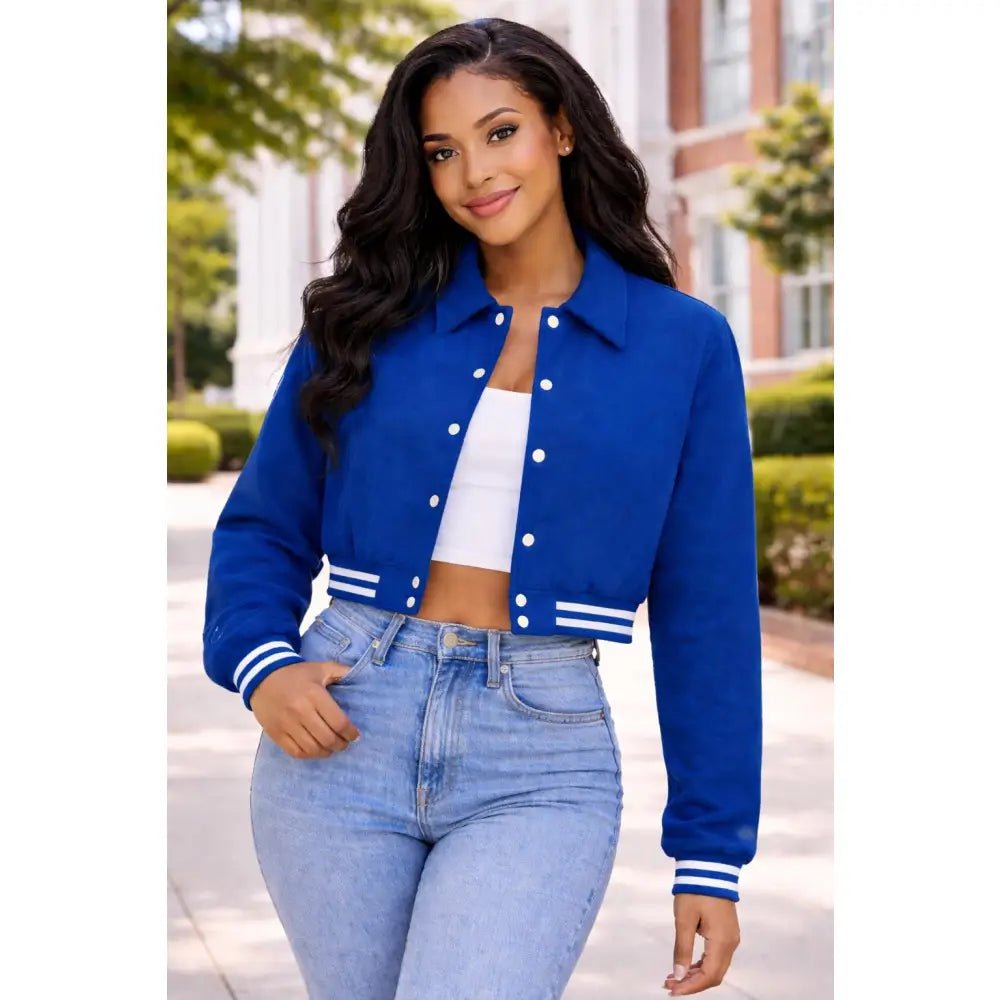 Custom Zeta Phi Beta Crop Varsity Wool Jacket Personalized Line Jacket Black | Custom D9