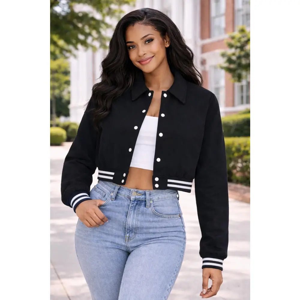 Custom Zeta Phi Beta Crop Varsity Wool Jacket Personalized Line Jacket | Custom D9