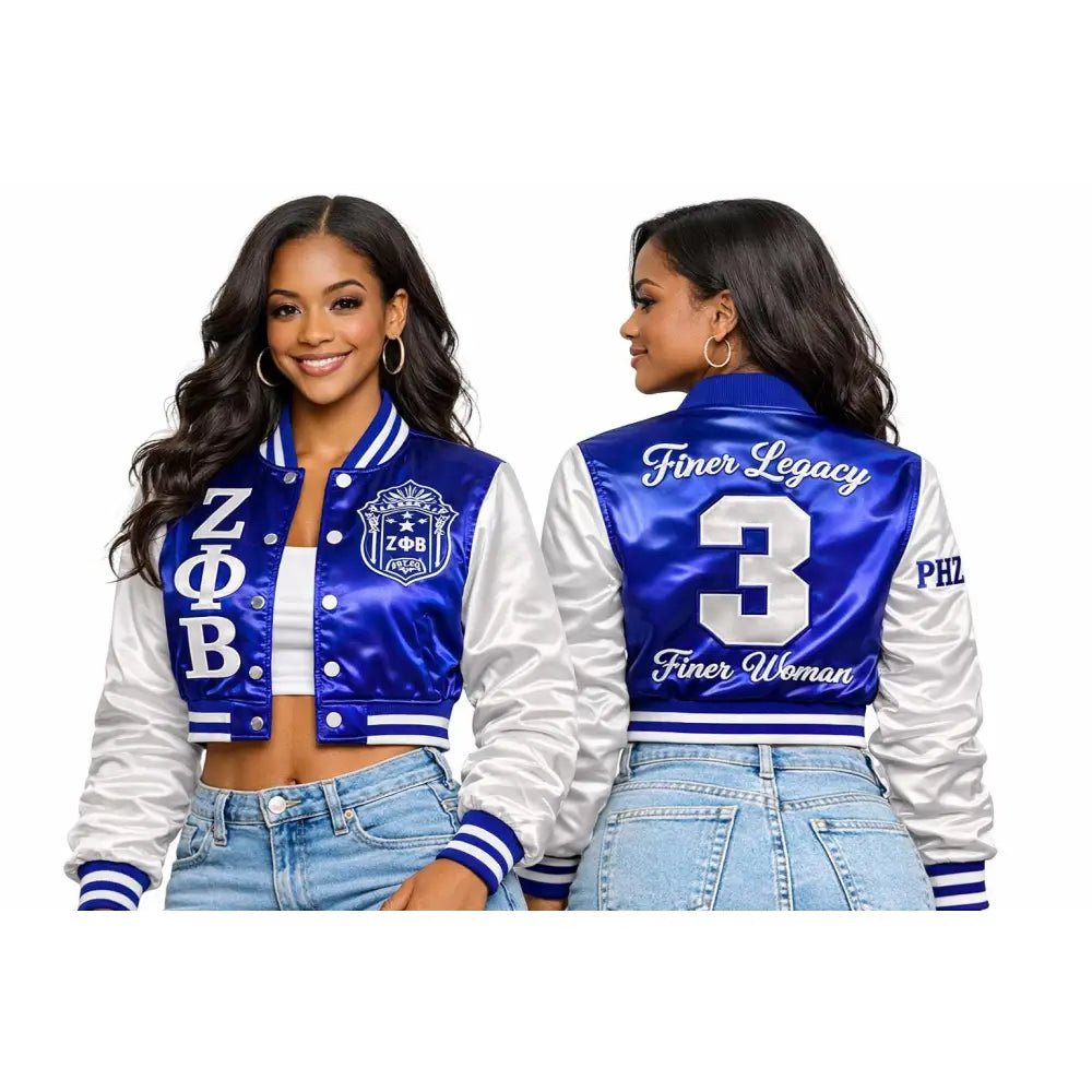 Custom Zeta Phi Beta Cropped Line Jacket Personalized Sorority Crop Jacket | Custom D9