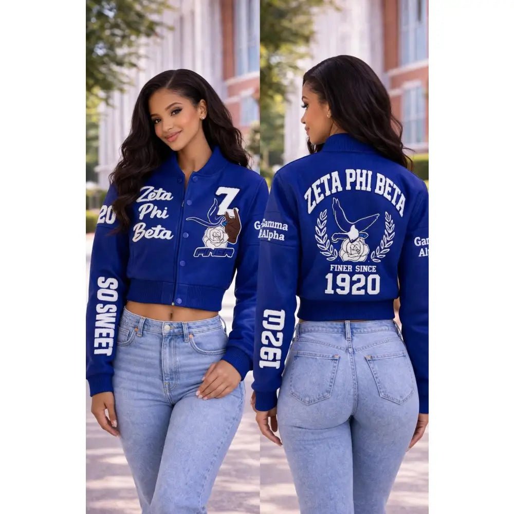 Custom Zeta Phi Beta Graffiti Crop Wool Jacket Personalized Line Jacket | Custom D9