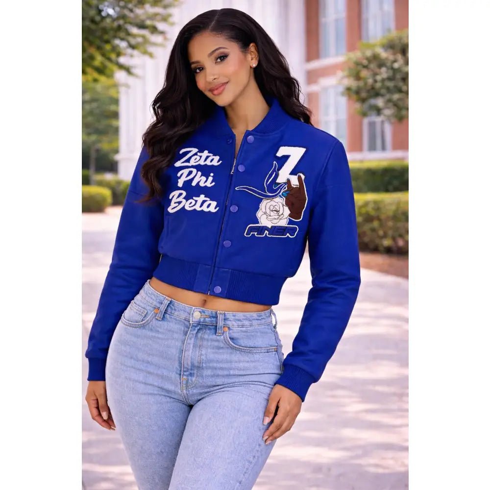 Custom Zeta Phi Beta Graffiti Crop Wool Jacket Personalized Line Jacket | Custom D9