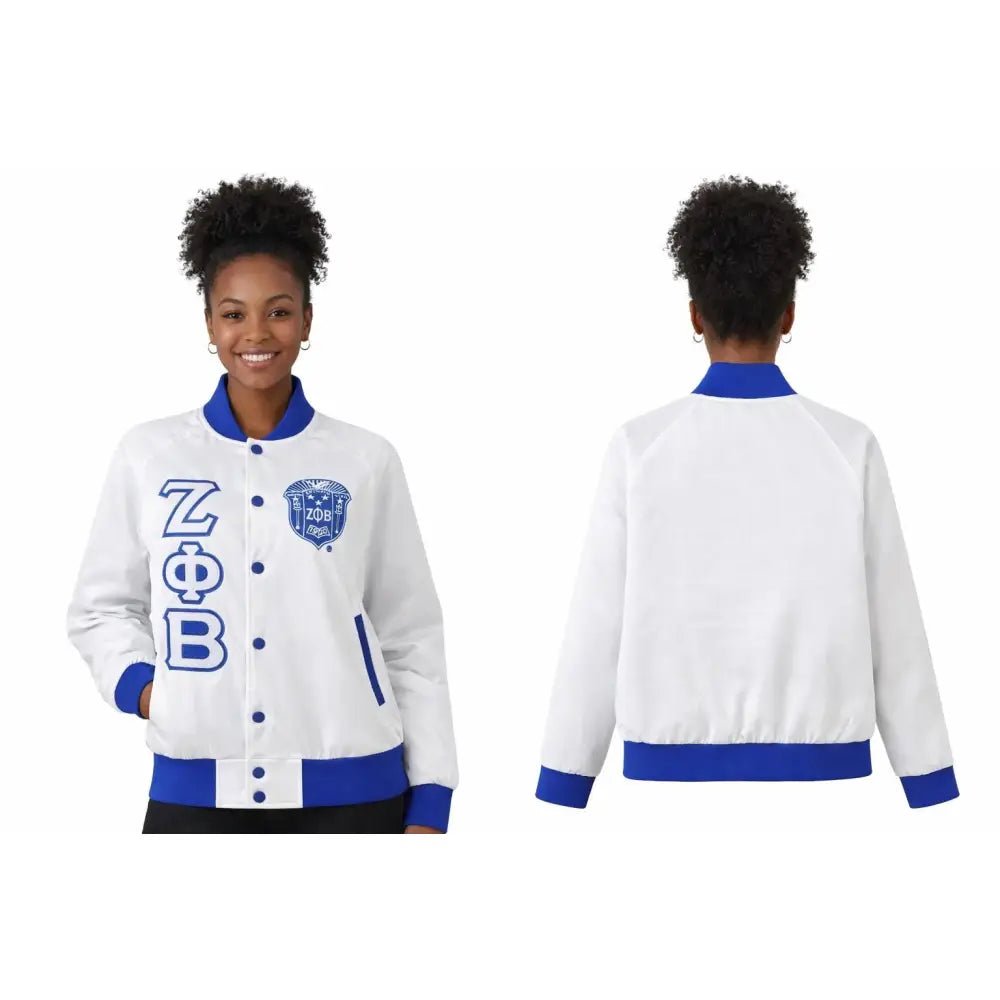Custom Zeta Phi Beta Satin Bomber Jacket Greek Sorority Apparel | Custom D9