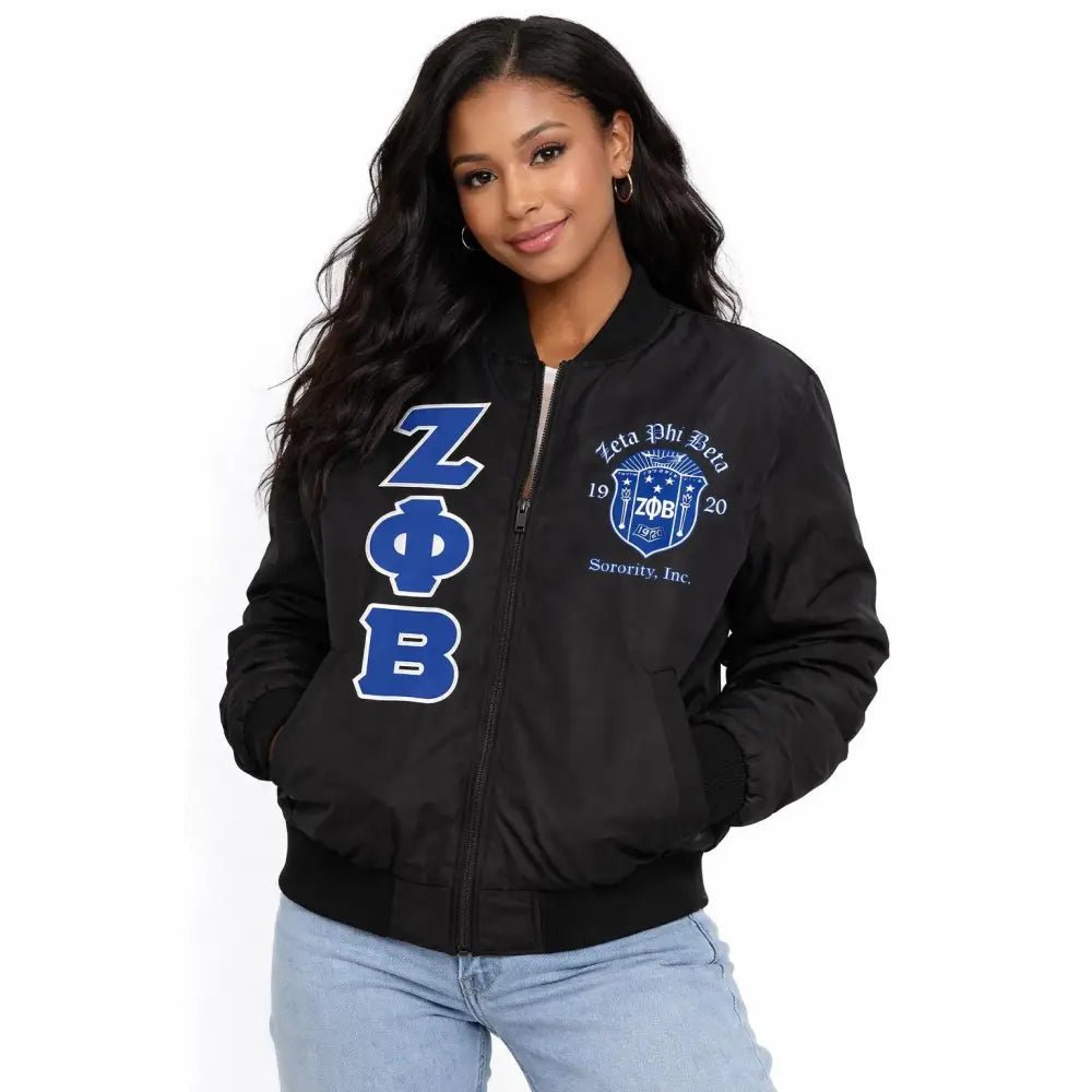 Custom Zeta Phi Beta Satin Bomber Jacket Personalized Sorority Apparel | Custom D9
