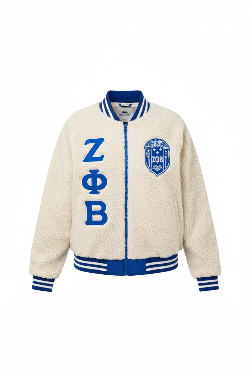 Custom Zeta Phi Beta Sherpa Bomber Jacket | Custom D9