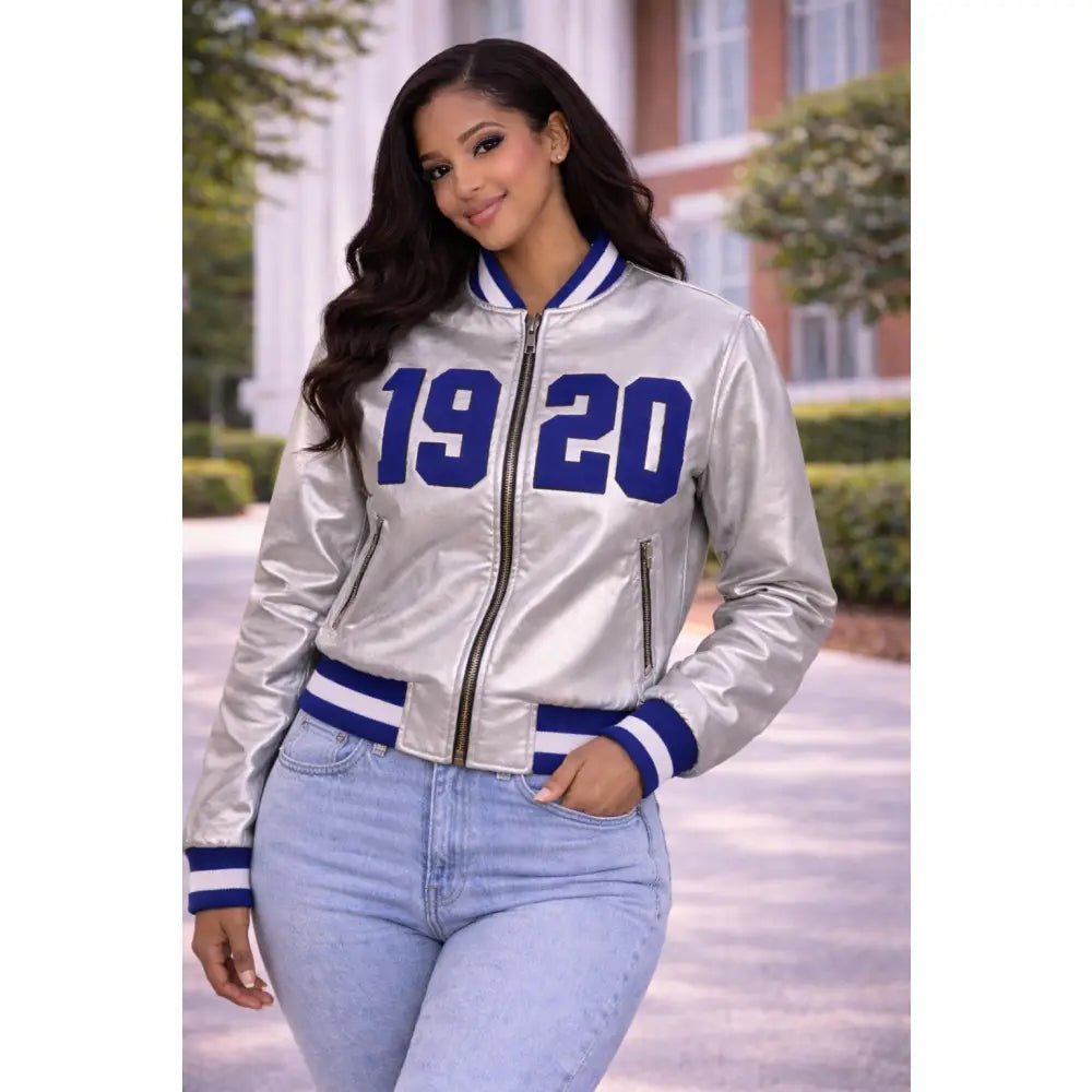 Custom Zeta Phi Beta Silver Satin Bomber Jacket Personalized 1920 Jacket | Custom D9
