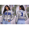 Custom Zeta Phi Beta Silver Satin Bomber Jacket Personalized 1920 Jacket | Custom D9