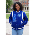 Custom Zeta Phi Beta Varsity Wool Letterman Jacket Blue & White | Custom D9