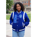 Custom Zeta Phi Beta Varsity Wool Letterman Jacket Blue & White | Custom D9