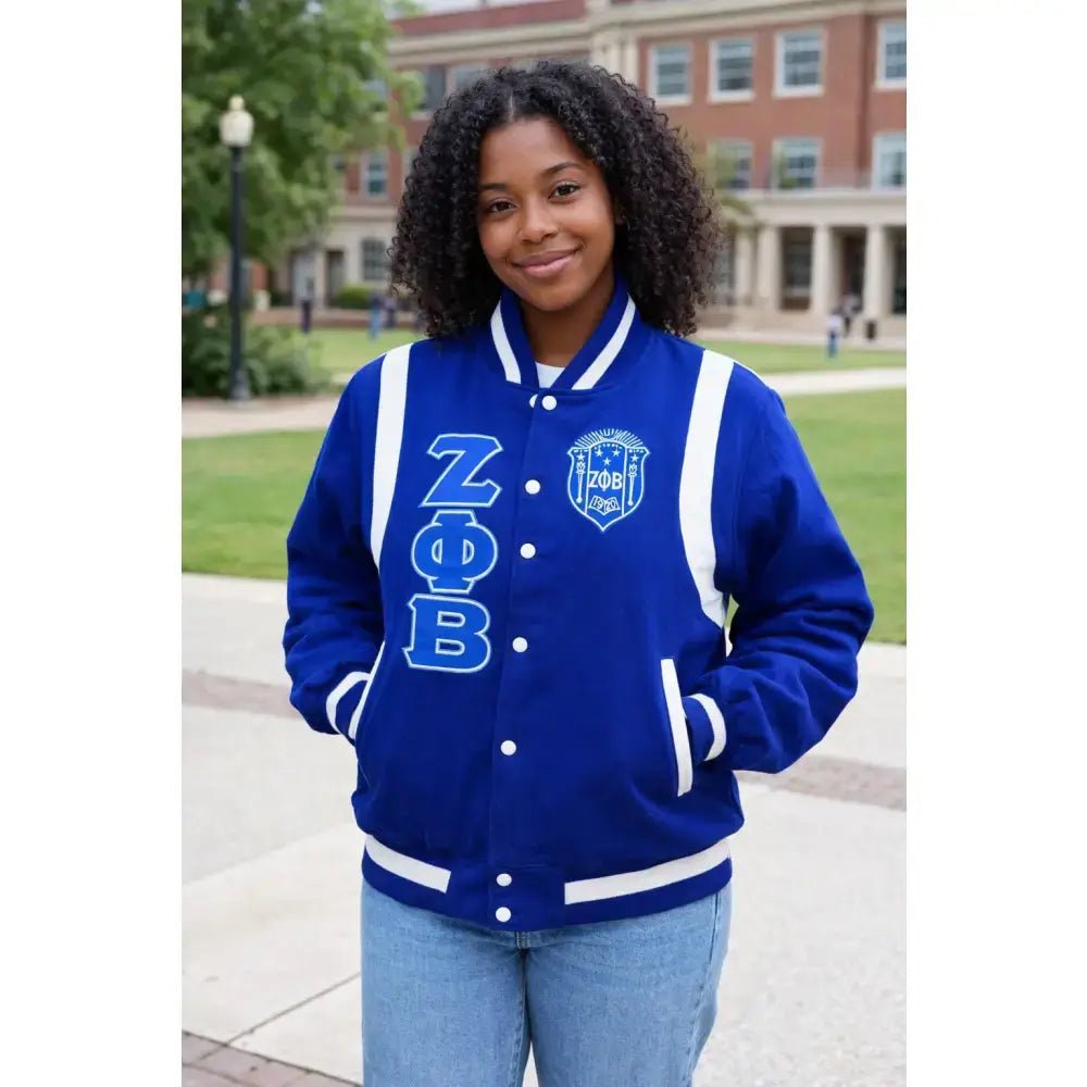 Custom Zeta Phi Beta Varsity Wool Letterman Jacket Personalized | Custom D9