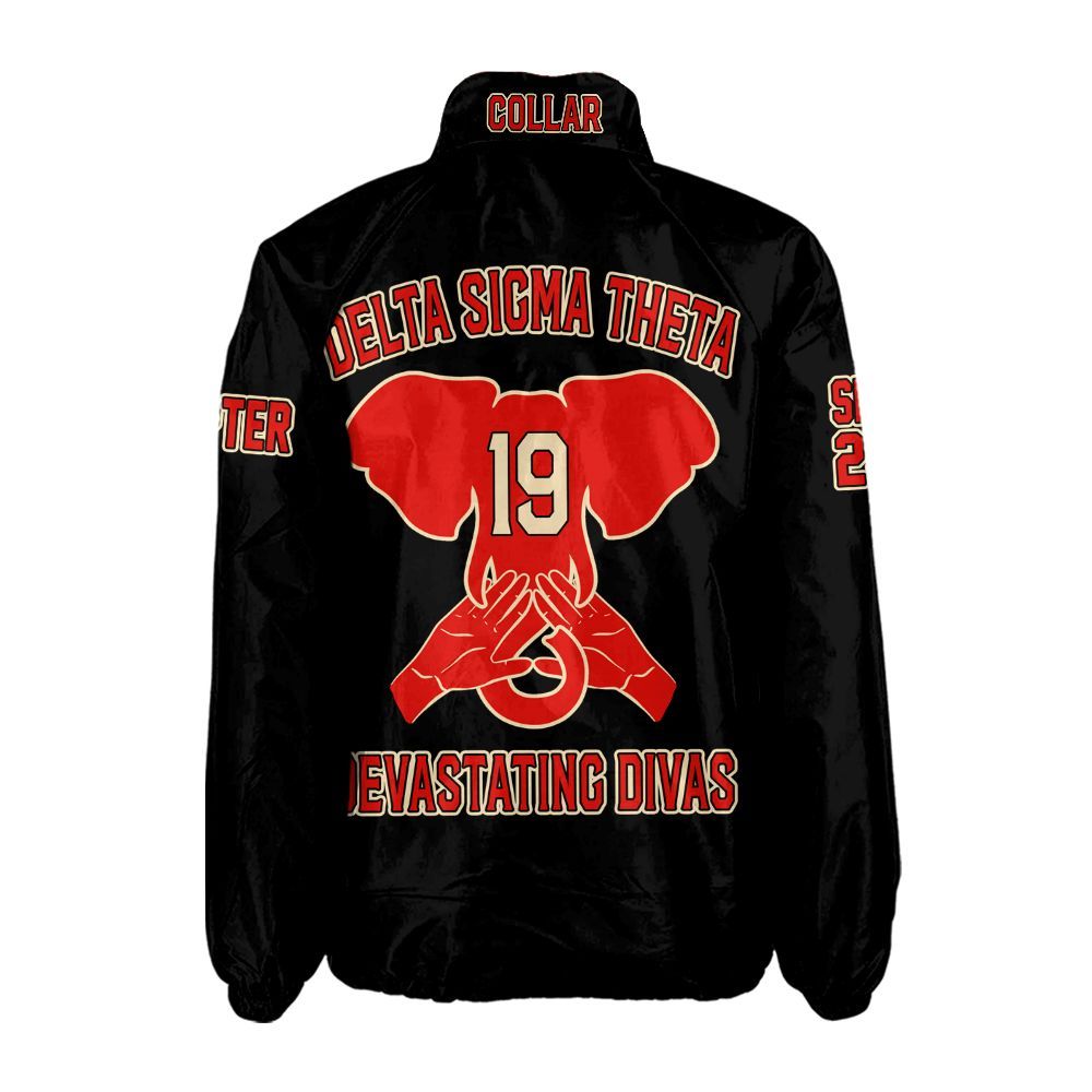 Delta Sigma Theta Black Coach Jacket – Custom Embroidered DST Crossing Jacket