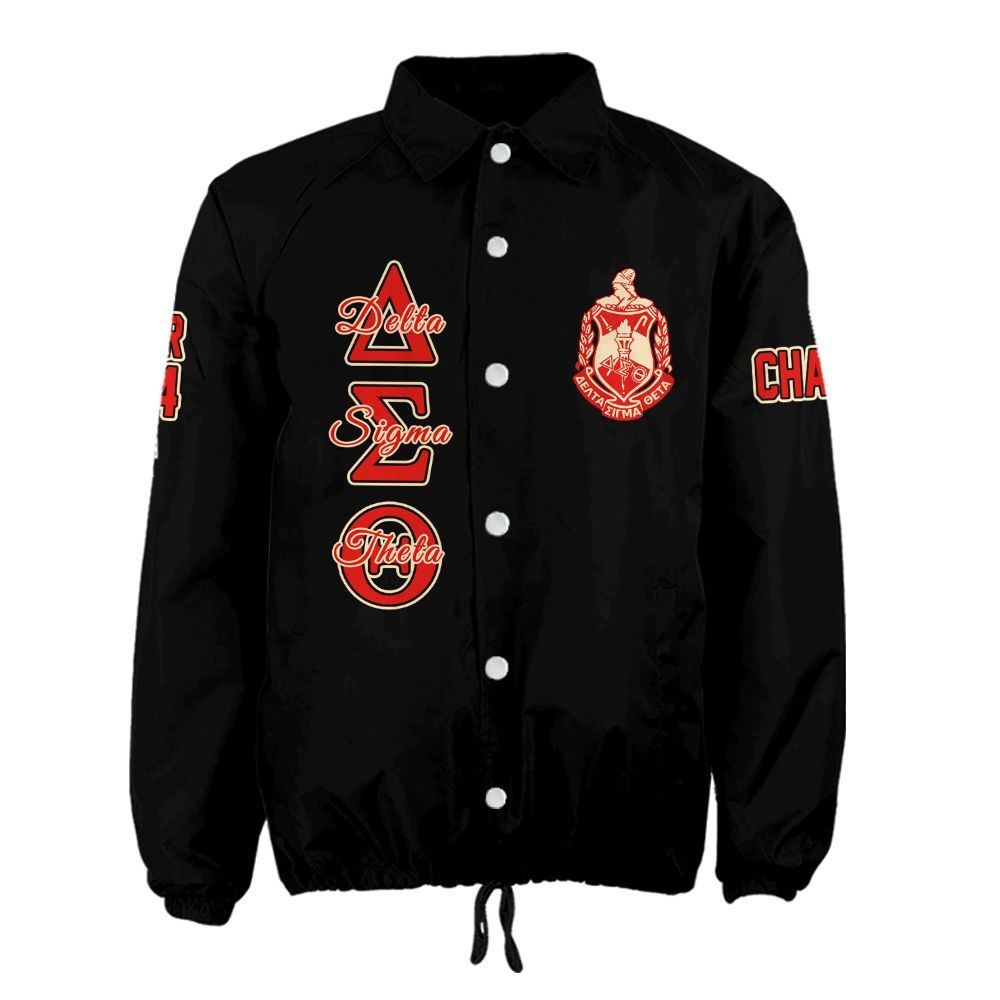Delta Sigma Theta Black Coach Jacket – Custom Embroidered DST Crossing Jacket