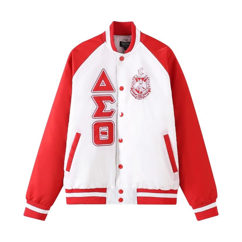 Delta Sigma Theta Bomber Jacket Nylon - Custom Lining Embroidered Logos Sorority
