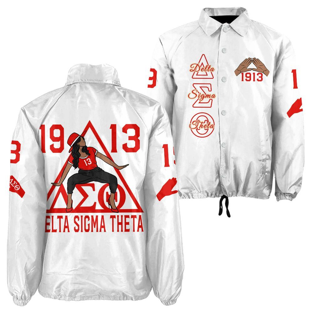 Delta Sigma Theta Elite Coach Jacket – Custom Name & Crest Greek Letter Jacket