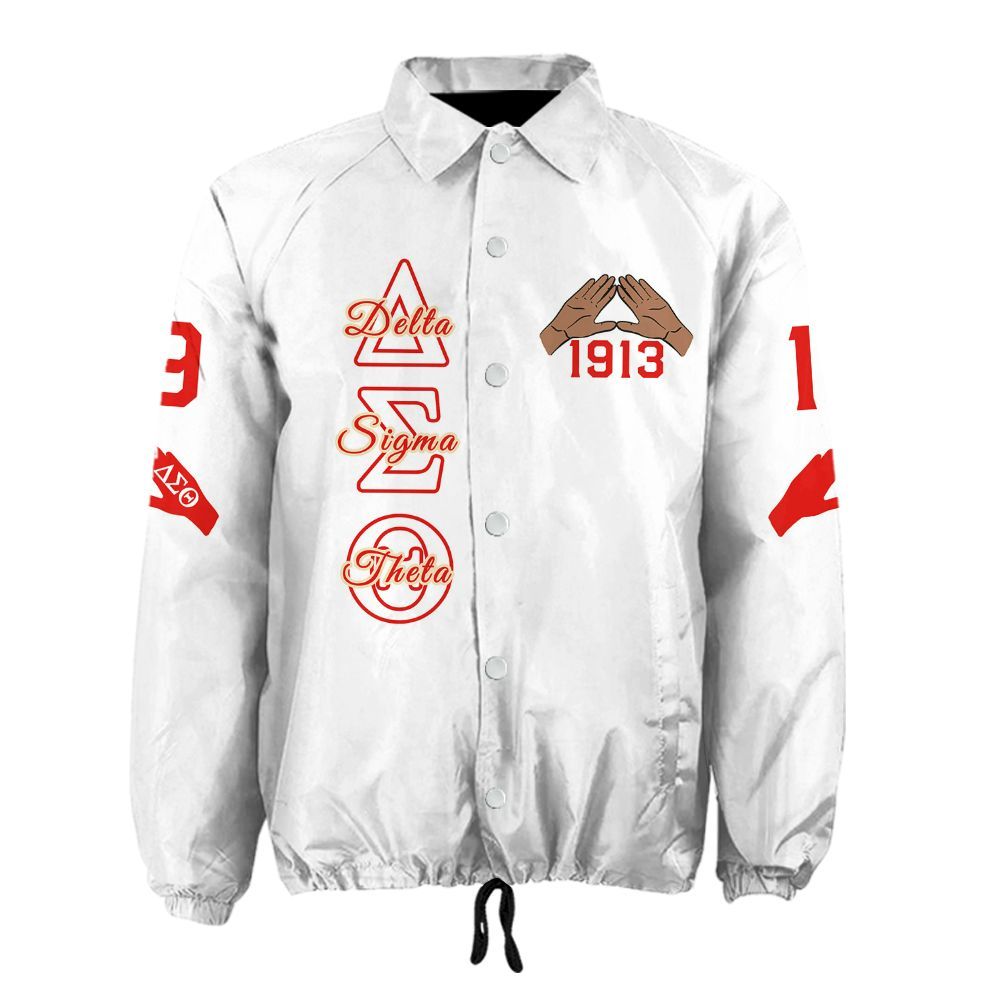 Delta Sigma Theta Elite Coach Jacket – Custom Name & Crest Greek Letter Jacket