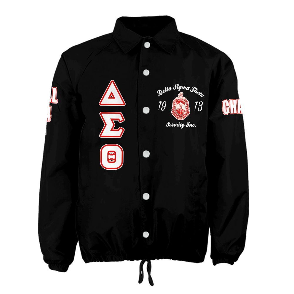 Delta Sigma Theta Signature Coach Jacket – Custom Embroidered Greek Letter Jacket