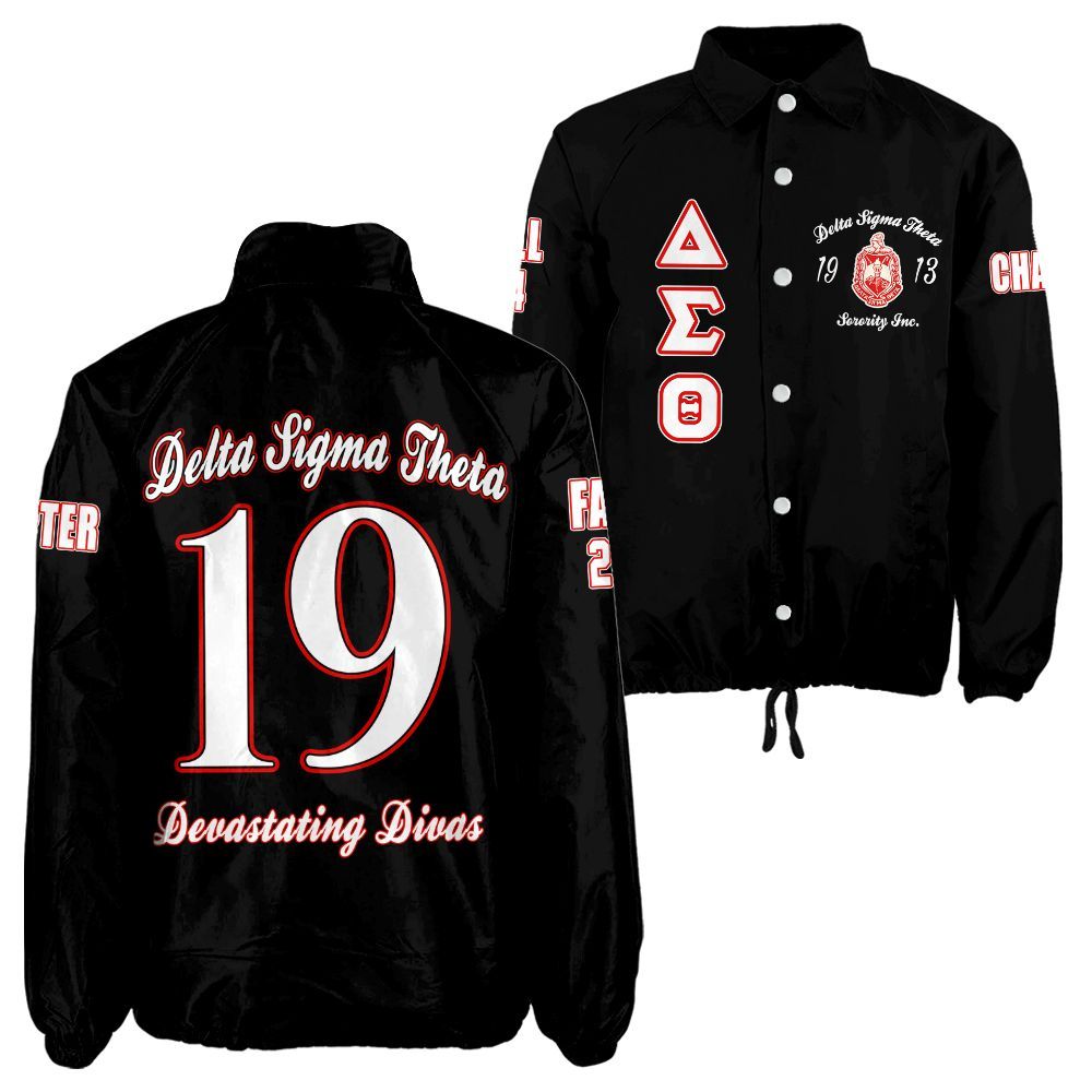 Delta Sigma Theta Signature Coach Jacket – Custom Embroidered Greek Letter Jacket