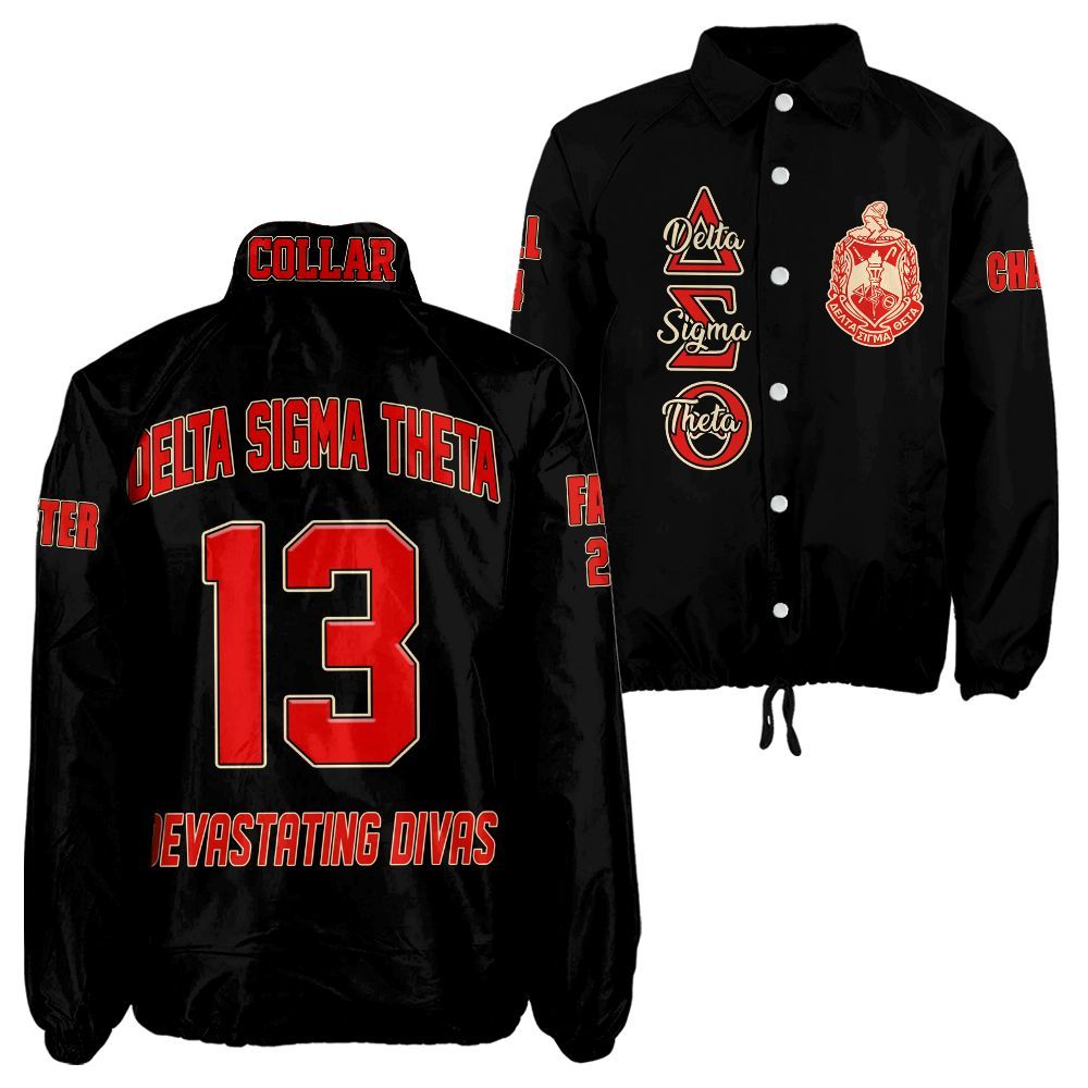 Delta Sigma Theta Sorority Crossing Jacket – Custom Crest & Name Embroidered Coach Jacket
