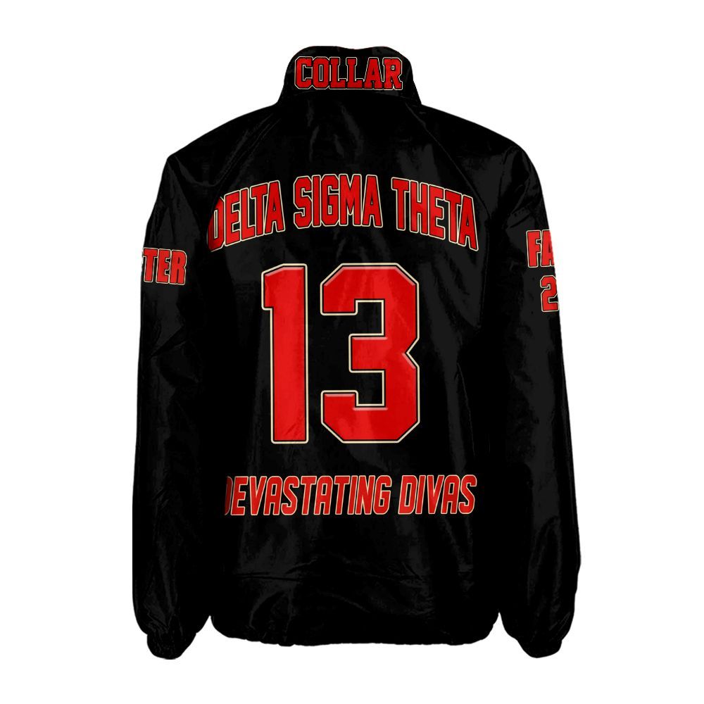 Delta Sigma Theta Sorority Crossing Jacket – Custom Crest & Name Embroidered Coach Jacket