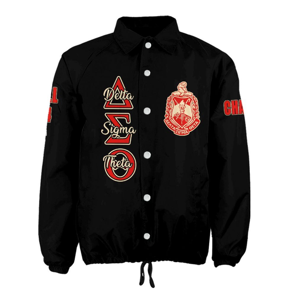 Delta Sigma Theta Sorority Crossing Jacket – Custom Crest & Name Embroidered Coach Jacket