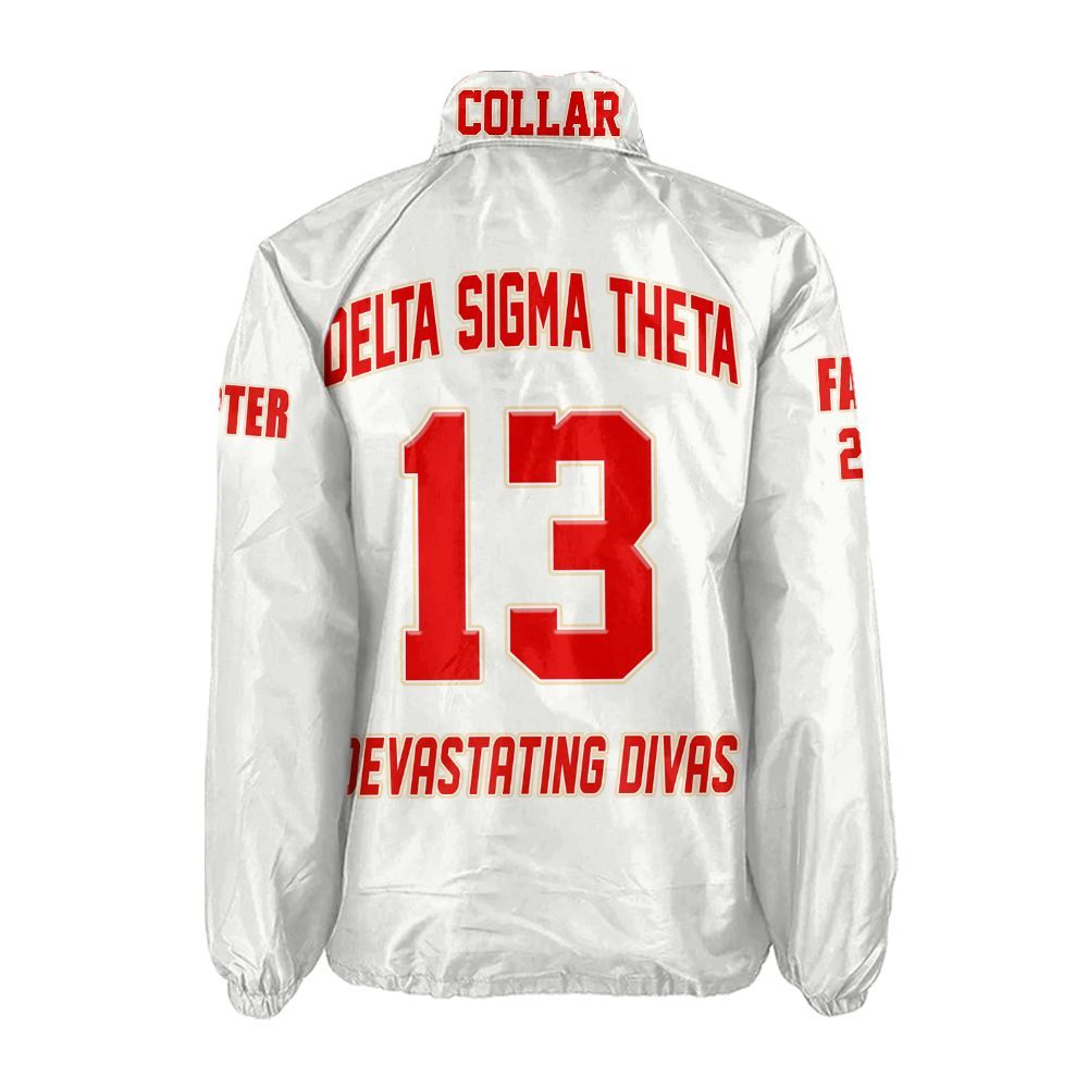 Delta Sigma Theta Sorority Crossing Jacket – Custom Crest & Name Embroidered Coach Jacket