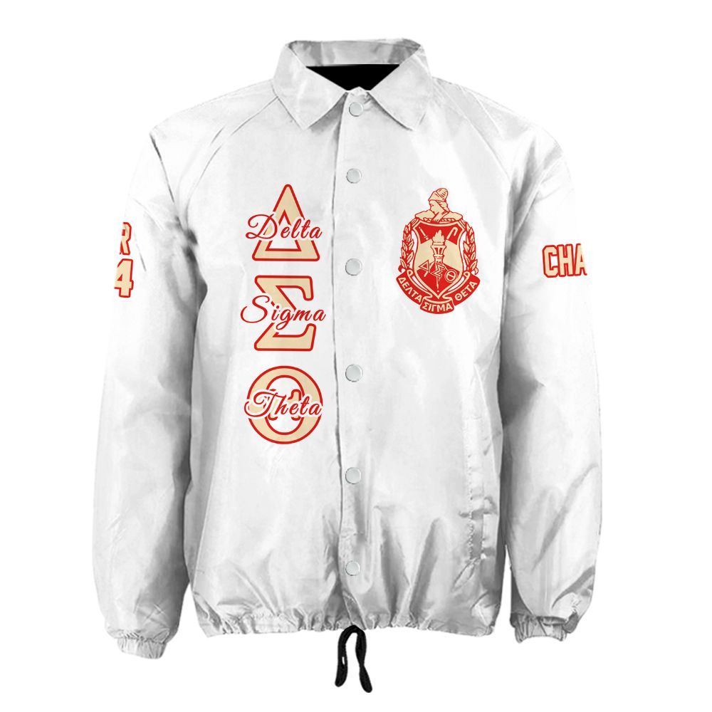delta sigma theta custom white line jacket