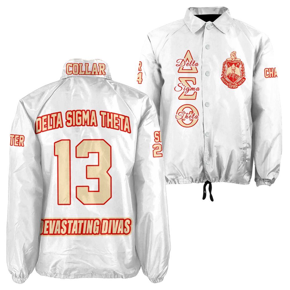 delta sigma theta custom white line jacket