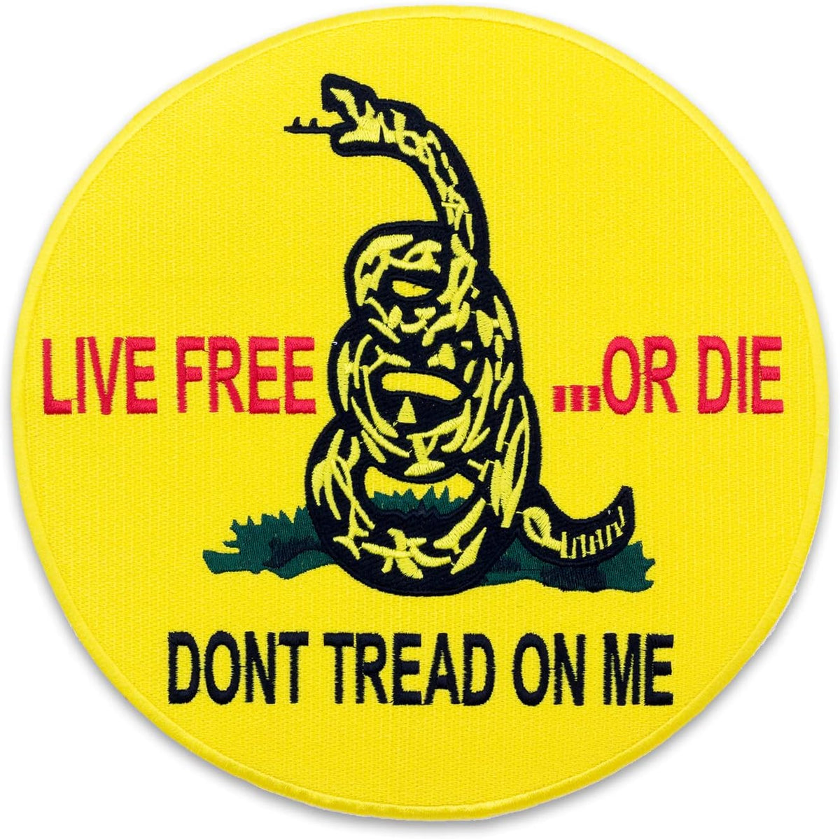 Don't Tread on Me Center Back Patch - Yellow Round Patriotic for Biker Vest Jacket