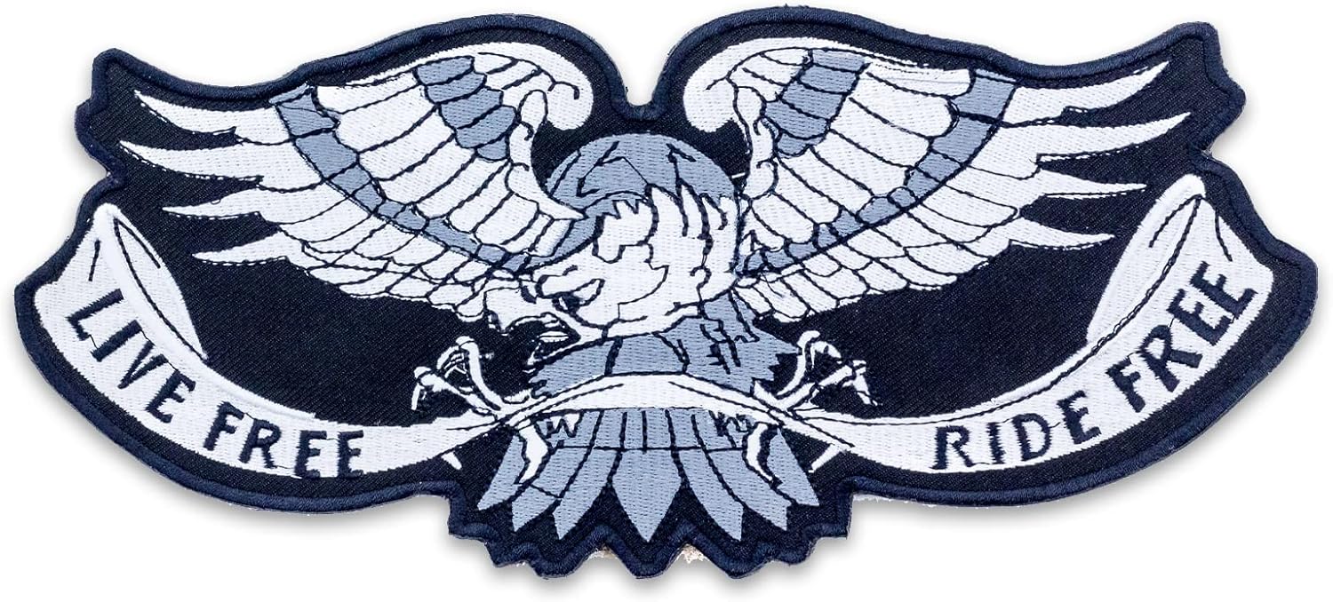 Eagle Flag Ride Free POW MIA Center Back Patch - USA Veteran for Biker Vest Jacket