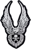 Eagle Skull and Cross Bone Center Back Patch - for Biker Vest Jacket