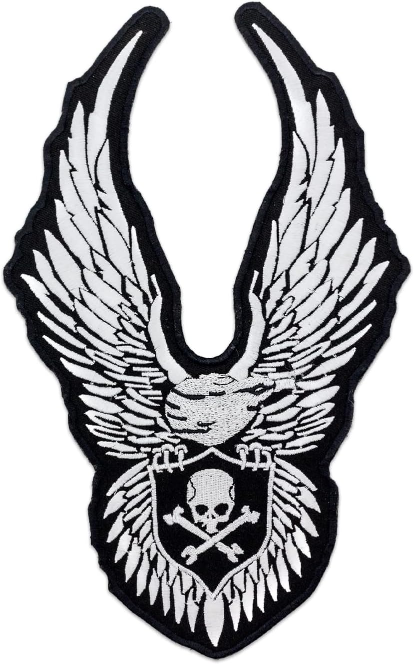 Eagle Skull and Cross Bone Center Back Patch - for Biker Vest Jacket