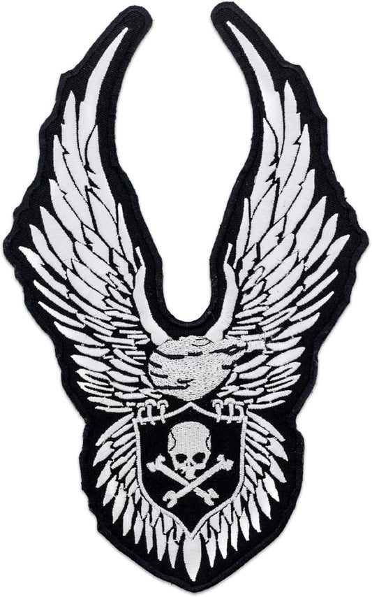 Eagle Skull and Cross Bone Center Back Patch - for Biker Vest Jacket