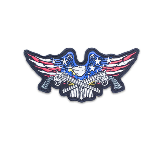 Eagle with Cross Guns US Flag Center Back Patch - USA Patriotic for Biker Vest Jacket