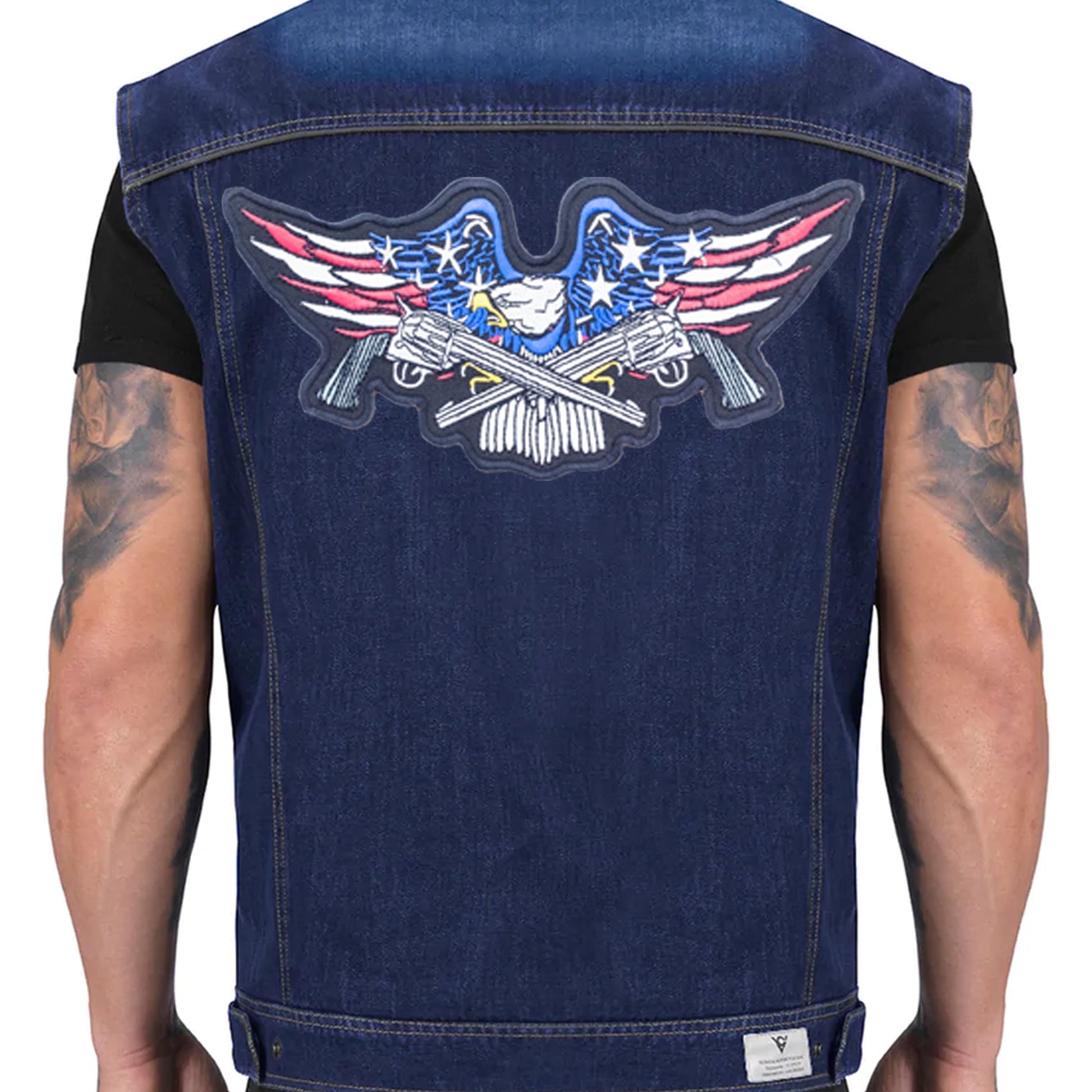 Eagle with Cross Guns US Flag Center Back Patch - USA Patriotic for Biker Vest Jacket