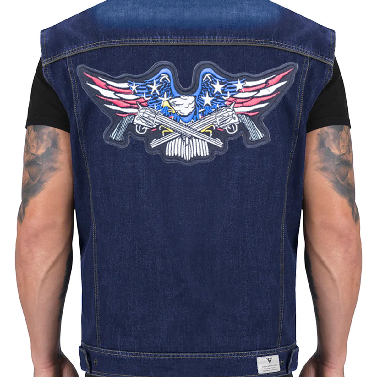 Eagle with Cross Guns US Flag Center Back Patch - USA Patriotic for Biker Vest Jacket