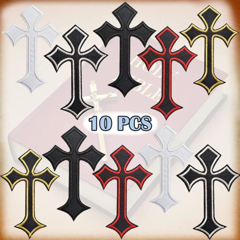 Embroidered Cross Patch Set Iron-On Applique 10 Pieces | Custom D9