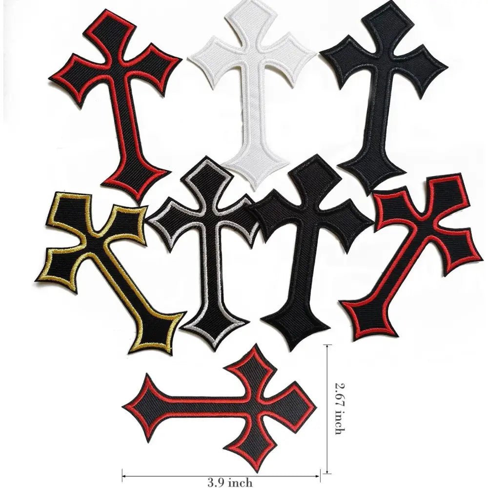 Embroidered Cross Patch Set Iron-On Applique 10 Pieces | Custom D9