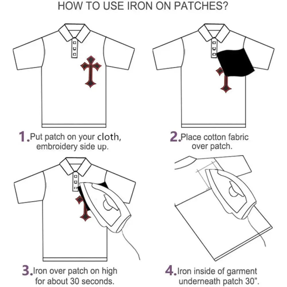Embroidered Cross Patch Set Iron-On Applique 10 Pieces | Custom D9