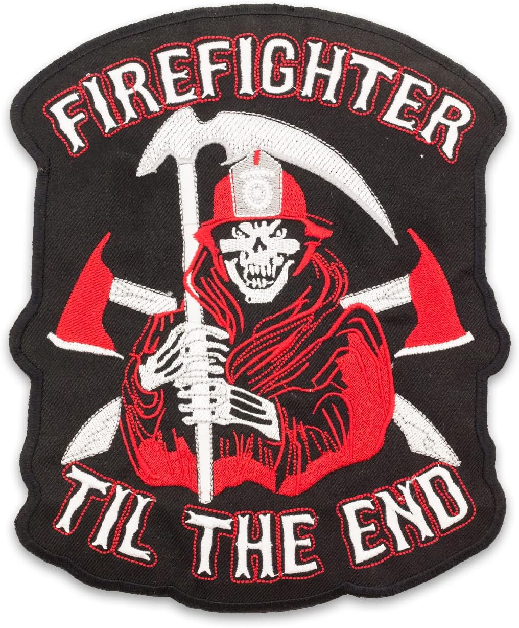 Fire Fighter Till The End Center Back Patch - Firefighter for Biker Vest Jacket