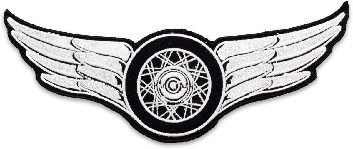 Flying Wheel Center Back Patch - Motorcycle Wings for Biker Vest Jacket